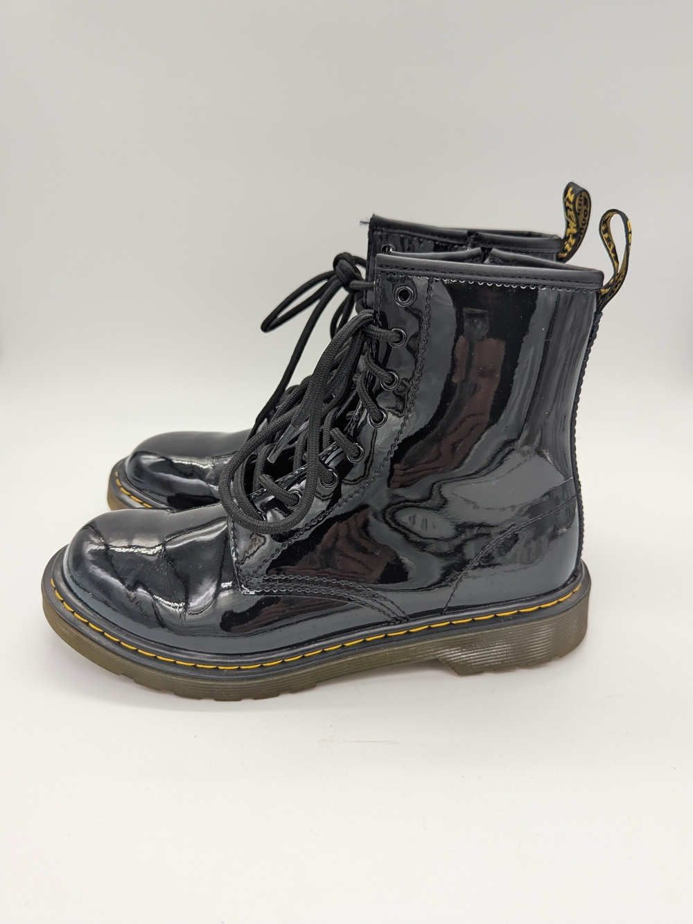 Dr Martens 1460 Black Patent Leather Combat Boots Women's 6 Men's 5 Punk Goth